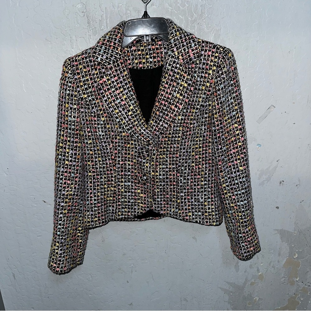 Hillard & Hanson multicolored tweed blazer jacket